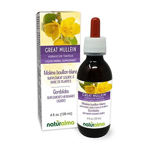Naturalma Great mullein (Verbascum thapsus) flower and leaf Alcohol-free Tincture - Liquid extract in drops - Herbal supplement - Vegan