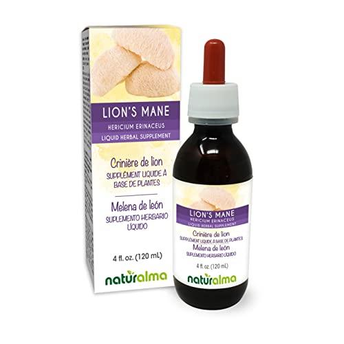 Naturalma Lion's Mane (Hericium erinaceus) Fungus or Mushroom Alcohol-Free Tincture - Liquid Extract in Drops - Herbal Supplement - Vegan
