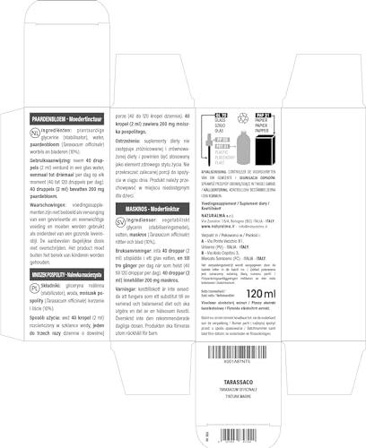 Naturalma Dandelion (Taraxacum officinale) Root and herb Tincture - Liquid Extract in Drops - Herbal Supplement - Vegan