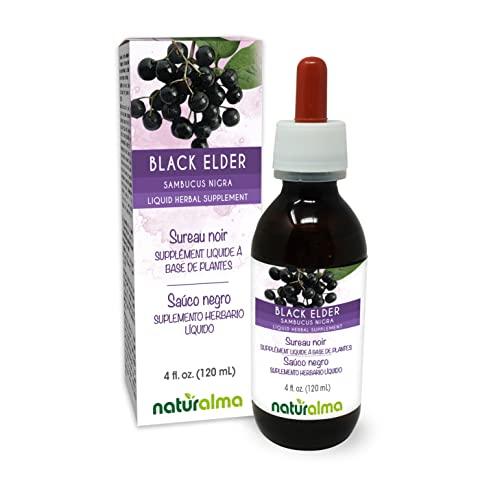 Naturalma Black Elder (Sambucus nigra) flower (Elderflower) and fruit (Elderberry) Tincture - Liquid extract in drops - Herbal supplement - Vegan