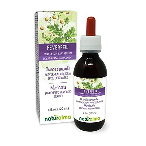 Naturalma Feverfew (Tanacetum parthenium) herb with flowers Alcohol-free Tincture - Liquid extract in drops - Herbal supplement - Vegan