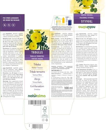 Naturalma Tribulus (Tribulus terrestris) Fruit Alcohol-Free Tincture - Liquid Extract in Drops - Herbal Supplement - Vegan