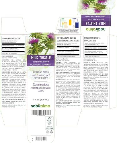 Naturalma Milk Thistle (Silybum marianum) Fruit and herb Tincture - Liquid Extract in Drops - Herbal Supplement - Vegan