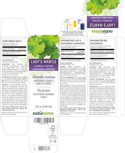 Naturalma Lady's mantle (Alchemilla vulgaris) herb Alcohol-free Tincture - Liquid extract in drops - Herbal supplement - Vegan