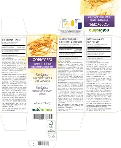 Naturalma Cordyceps (Cordyceps sinensis) fungus or mushroom Alcohol-free Tincture - Liquid extract in drops - Herbal supplement - Vegan