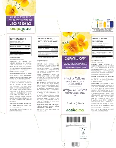 Naturalma Eschscholzia (Eschscholzia californica) herb Tincture - Liquid Extract in Drops - Herbal Supplement - Vegan