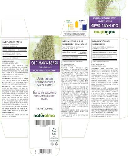 Naturalma Old man's beard (Usnea barbata) thallus (lichen) Alcohol-free Tincture - Liquid extract in drops - Herbal supplement - Vegan