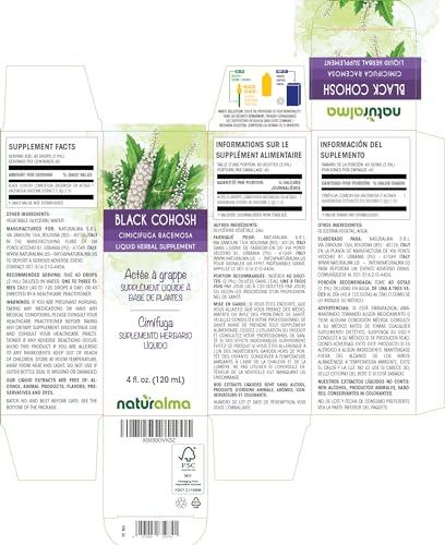 Naturalma Black Cohosh (Cimicifuga racemosa or Actaea racemosa) Rhizome Tincture - Liquid Extract in Drops - Herbal Supplement - Vegan