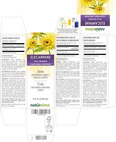 Naturalma Elecampane (Inula helenium) root Alcohol-free Tincture - Liquid extract in drops - Herbal supplement - Vegan