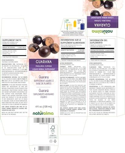 Naturalma Guarana (Paullinia cupana) Seed Alcohol-Free Tincture - Liquid Extract in Drops - Herbal Supplement - Vegan