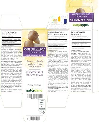 Naturalma Royal sun agaricus (Agaricus blazei or A. subrufescens) mushroom Alcohol-free Tincture - Liquid extract in drops - Herbal supplement - Vegan