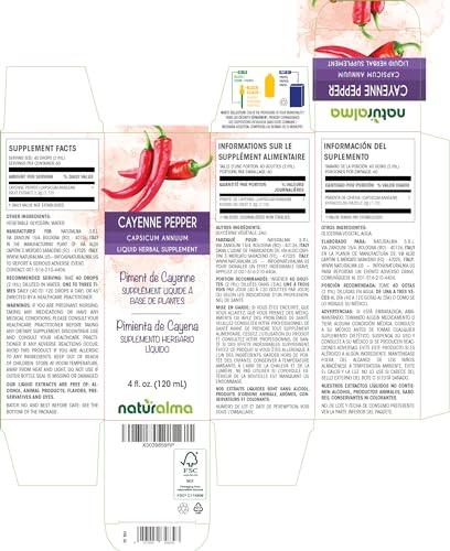 Naturalma Cayenne Pepper (Capsicum annuum) Fruit Alcohol-Free Tincture - Liquid Extract in Drops - Herbal Supplement - Vegan