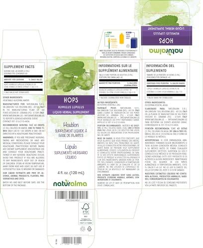 Naturalma Hops (Humulus lupulus) strobilus or cone (female flowers) Alcohol-free Tincture - Liquid extract in drops - Herbal supplement - Vegan