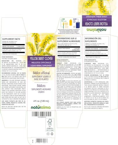 Naturalma Yellow sweet clover (Melilotus officinalis) herb with flowers Alcohol-free Tincture - Liquid extract in drops - Herbal supplement - Vegan