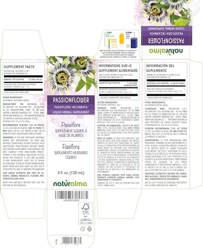 Naturalma Passionflower (Passiflora incarnata) herb with Flowers Tincture - Liquid Extract in Drops - Herbal Supplement - Vegan