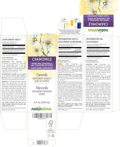 Naturalma German and Roman Chamomile (Matricaria chamomilla and Chamaemelum nobile) Flower Tincture - Liquid Extract in Drops - Herbal Supplement - Vegan