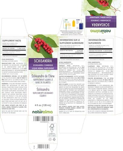 Naturalma Schisandra (Schisandra chinensis) fruit Alcohol-free Tincture - Liquid extract in drops - Herbal supplement - Vegan