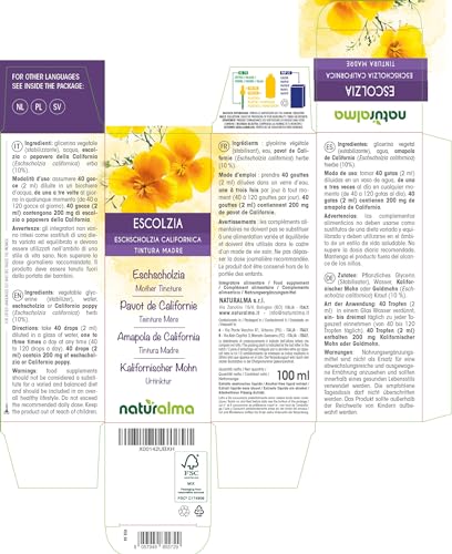 Naturalma Eschscholzia (Eschscholzia californica) herb Tincture - Liquid Extract in Drops - Herbal Supplement - Vegan