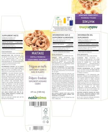 Naturalma Maitake (Grifola frondosa) fungus or mushroom Alcohol-free Tincture - Liquid extract in drops - Herbal supplement - Vegan