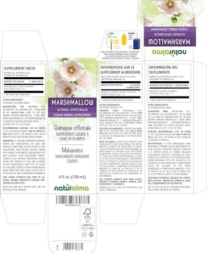 Naturalma Marshmallow (Althaea officinalis) Root Alcohol-Free Tincture - Liquid Extract in Drops - Herbal Supplement - Vegan
