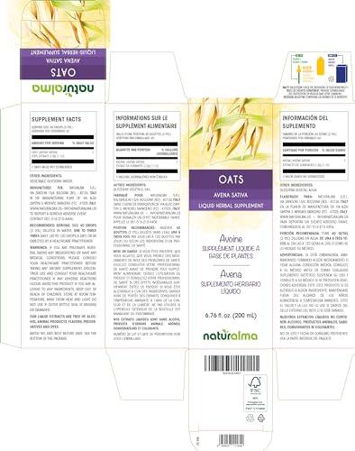 Naturalma Oats (Avena Sativa) Tops Alcohol-Free Tincture - Liquid Extract in Drops - Herbal Supplement - Vegan