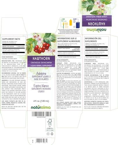 Naturalma Hawthorn (Crataegus oxyacantha) leaf and flower Tincture - Liquid extract in drops - Herbal supplement - Vegan