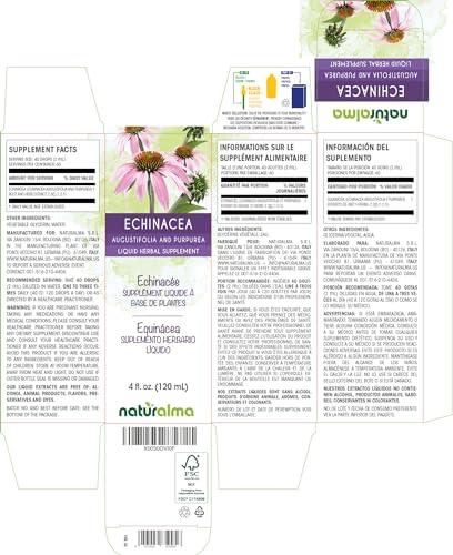 Naturalma Echinacea (Echinacea angustifolia and purpurea) Root and herb Tincture - Liquid Extract in Drops - Herbal Supplement - Vegan