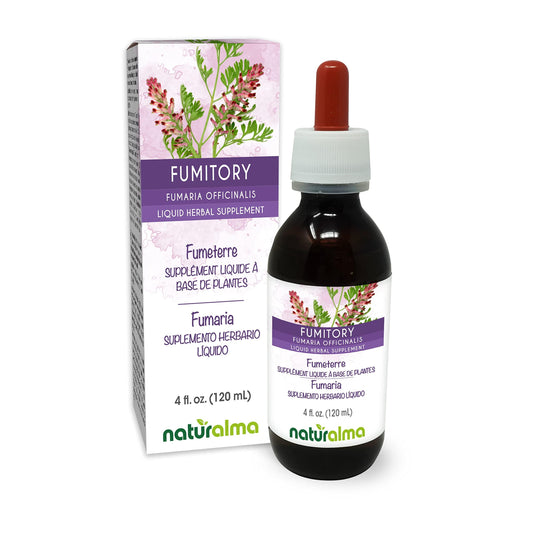 Naturalma Fumitory (Fumaria officinalis) herb with flowers Alcohol-free Tincture - 4 fl oz Liquid extract in drops - Herbal supplement - Vegan