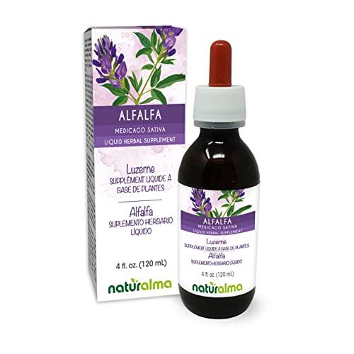 Naturalma Alfalfa or Lucerne (Medicago sativa) herb with flowers Alcohol-free Tincture - Liquid extract in drops - Herbal supplement - Vegan