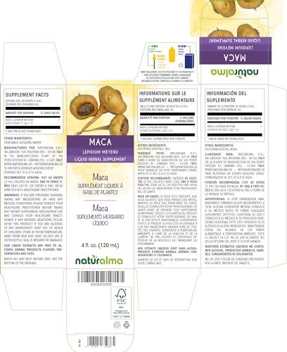 Naturalma Maca or Peruvian ginseng (Lepidium meyenii or L. peruvianum) root Tincture - Liquid extract in drops - Herbal supplement - Vegan