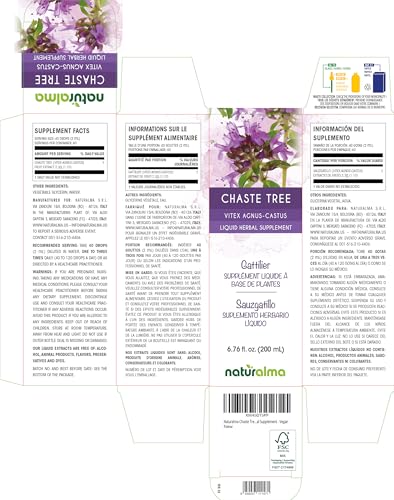 Naturalma Chaste Tree (Vitex Agnus-castus) Fruit Tincture - Liquid Extract in Drops - Herbal Supplement - Vegan