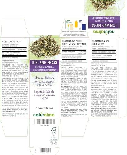 Naturalma Iceland moss (Cetraria islandica) thallus (lichen) Alcohol-free Tincture - Liquid extract in drops - Herbal supplement - Vegan