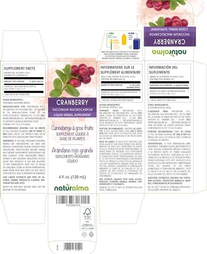 Naturalma Cranberry (Vaccinium macrocarpon or Oxycoccus macrocarpos) fruit Alcohol-free Tincture - Liquid extract in drops - Herbal supplement - Vegan