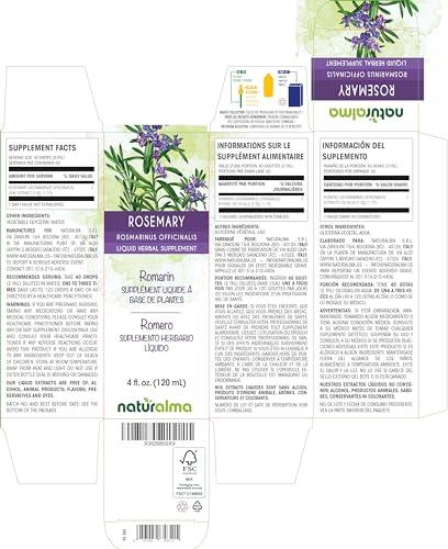 Naturalma Rosemary (Rosmarinus officinalis) leaf Alcohol-free Tincture - Liquid extract in drops - Herbal supplement - Vegan