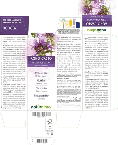 Naturalma Chaste Tree (Vitex Agnus-castus) Fruit Tincture - Liquid Extract in Drops - Herbal Supplement - Vegan