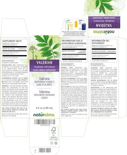 Naturalma Valerian (Valariana officinalis) root Tincture - Liquid extract in drops - Herbal supplement - Vegan
