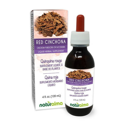 Naturalma Red Cinchona (Cinchona pubescens or succirubra) bark Alcohol-free Tincture - 4 fl oz Liquid extract in drops - Herbal supplement - Vegan